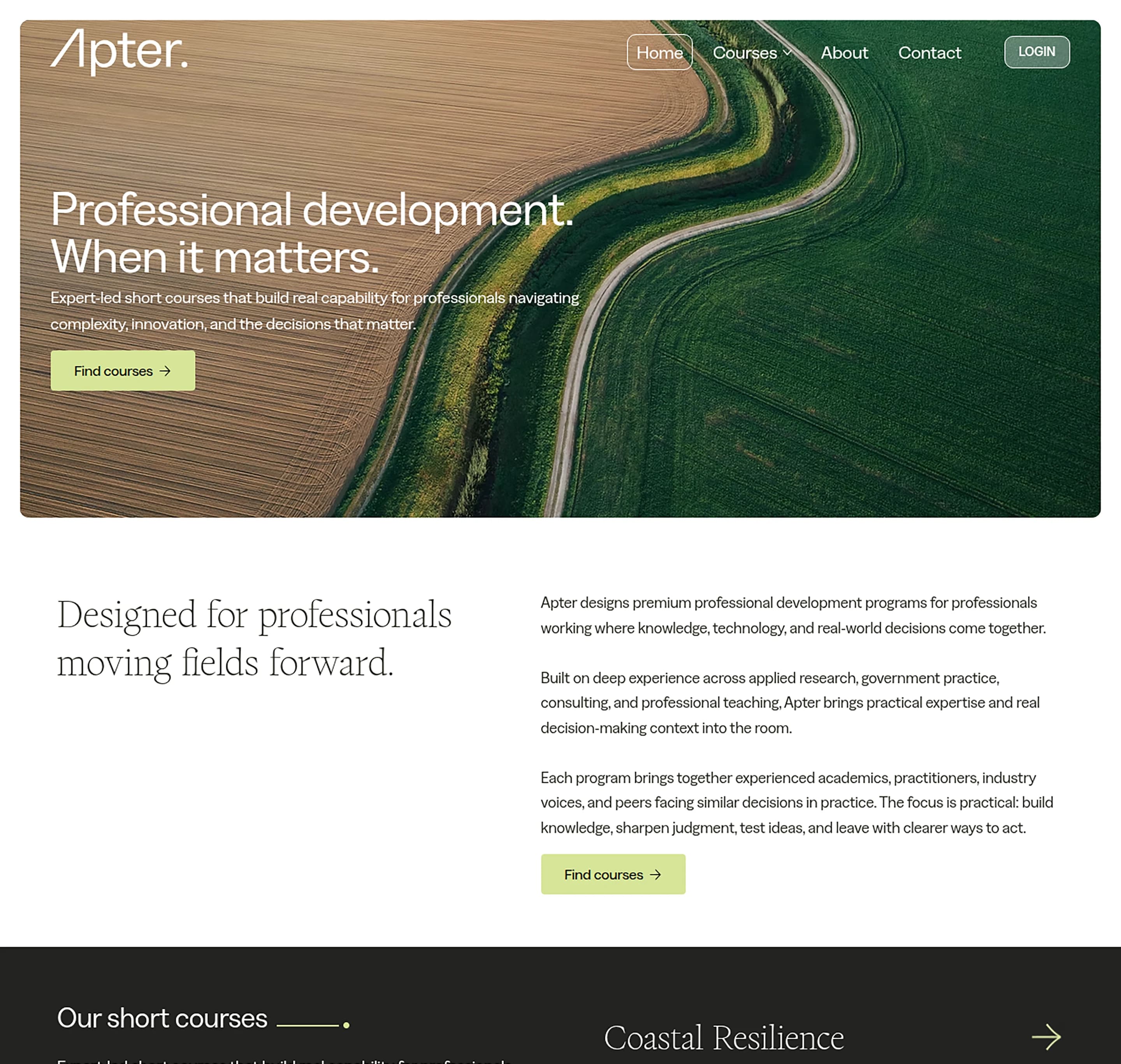 Professional Training website design for Apter