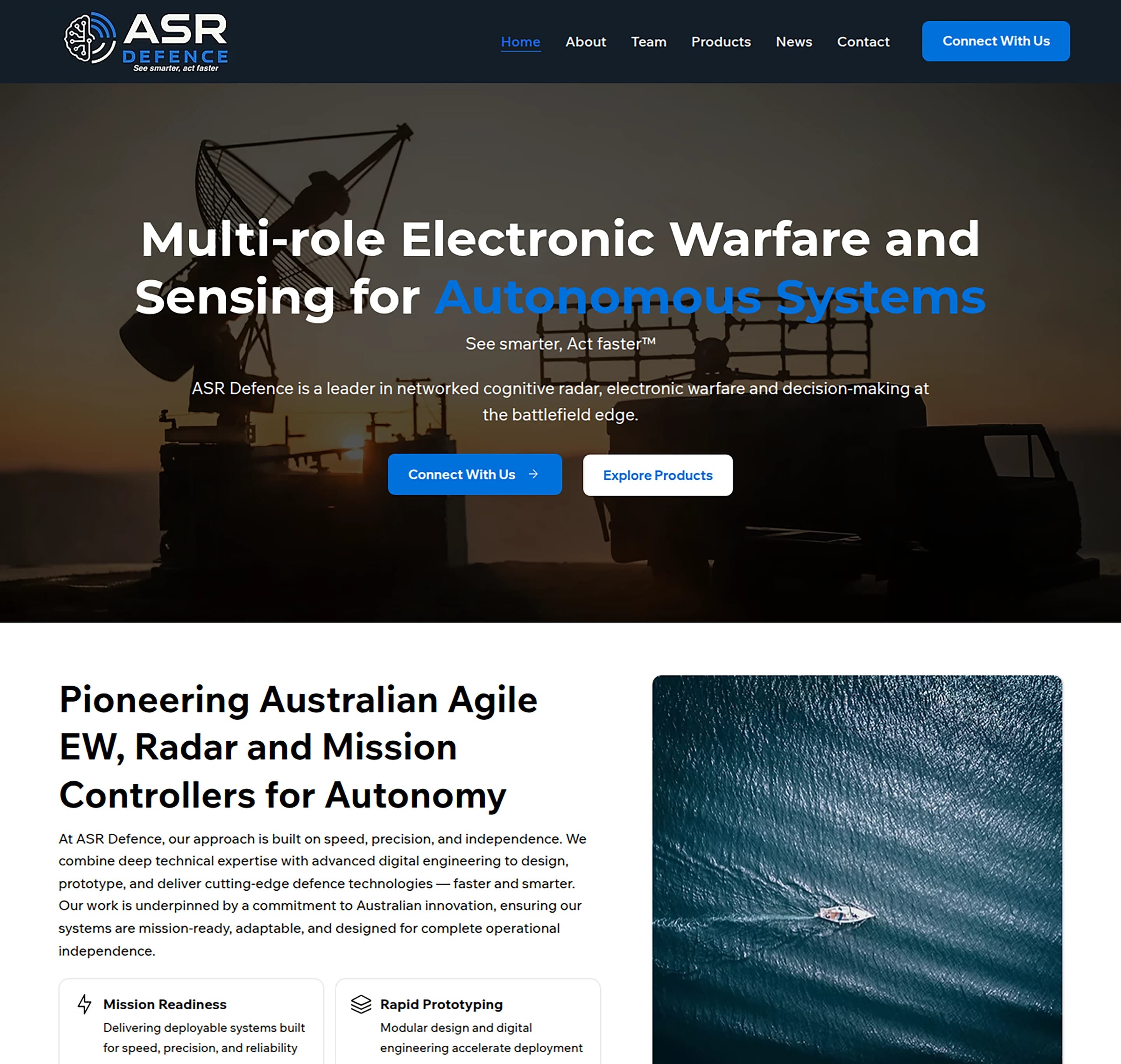 Defence Industry website design for ASR Defence