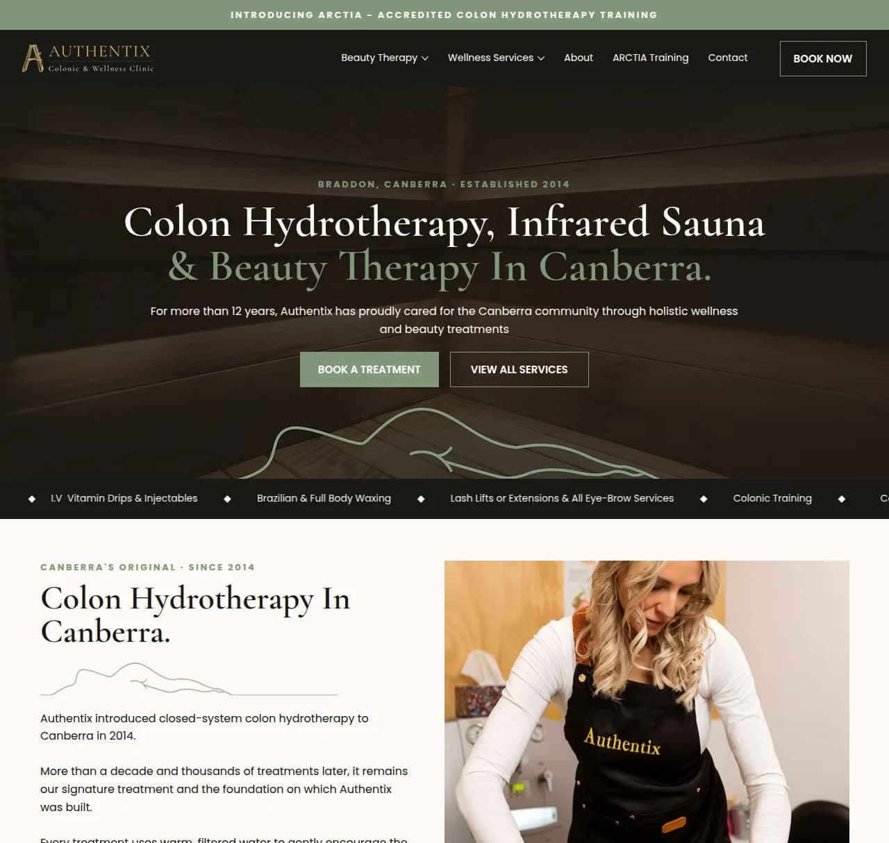 Wellness Clinic website design for Authentix