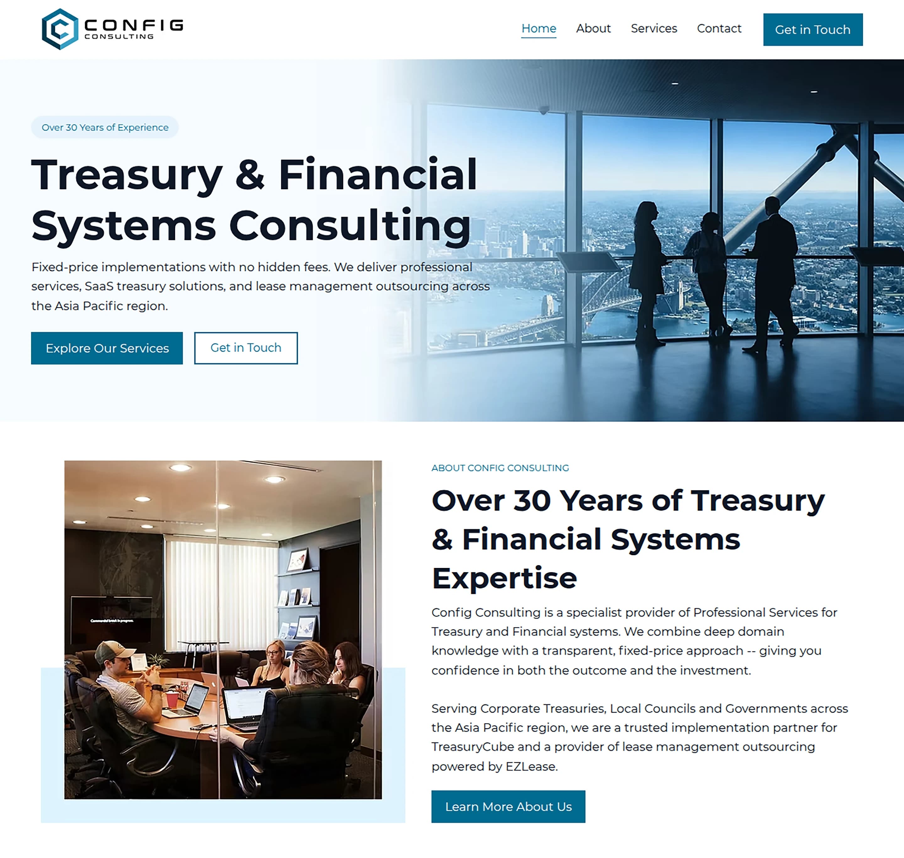 Financial Services website design for Config Consulting