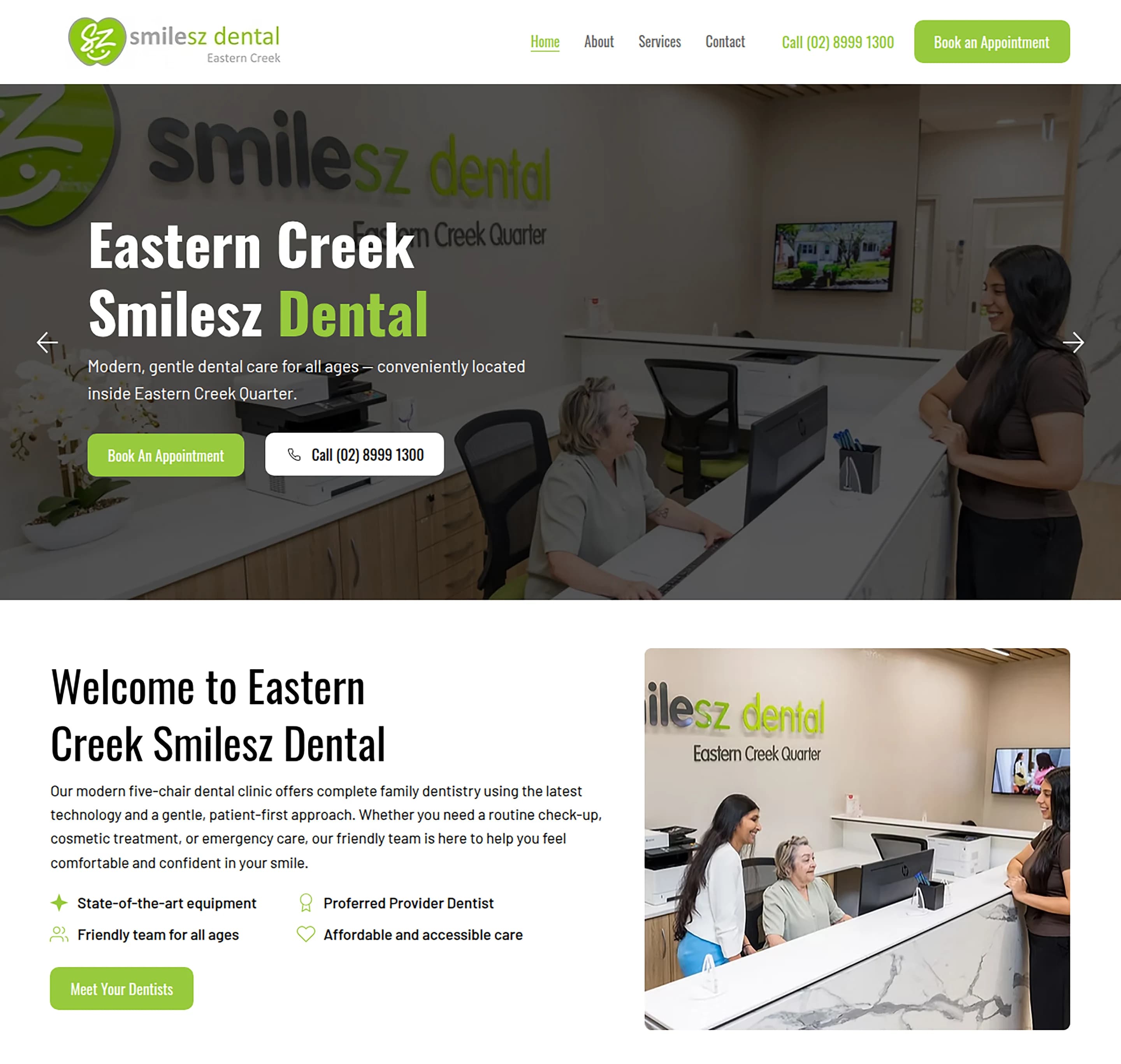 Dental website design for Eastern Creek Smilesz Dental
