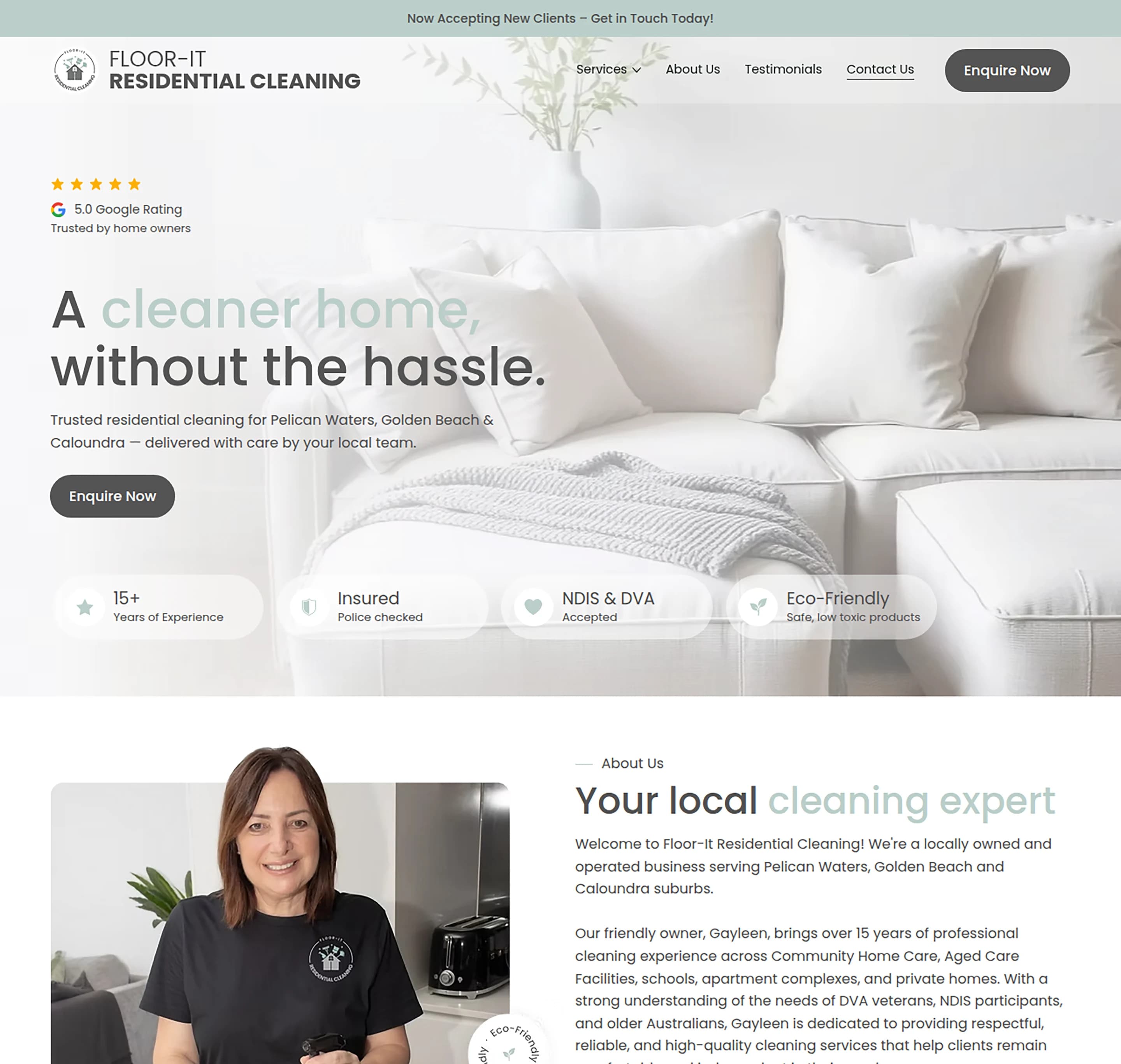 Cleaning Company website design for Floor It Residential Cleaning