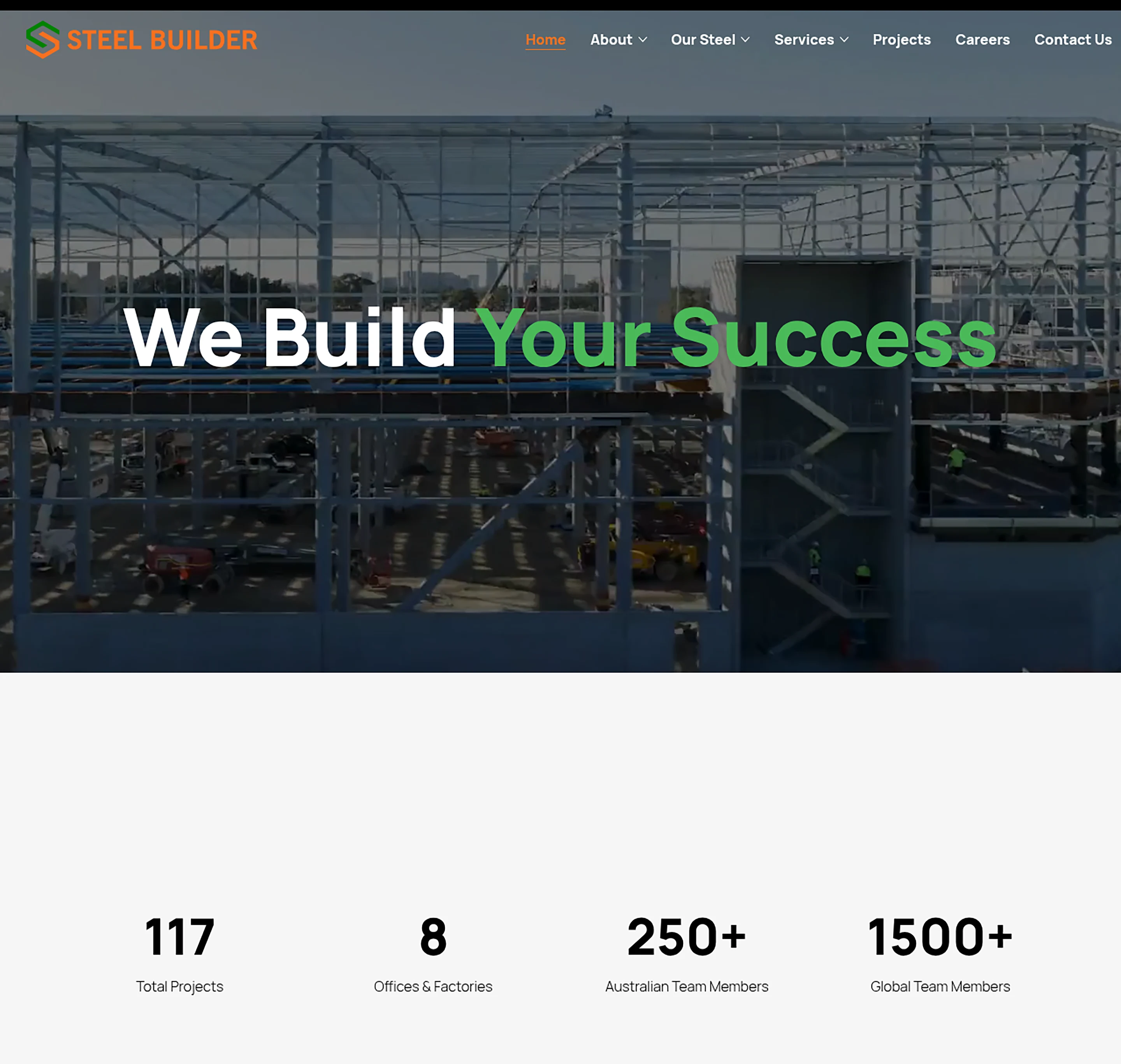 Structural Steel website design for Steel Builder Australia