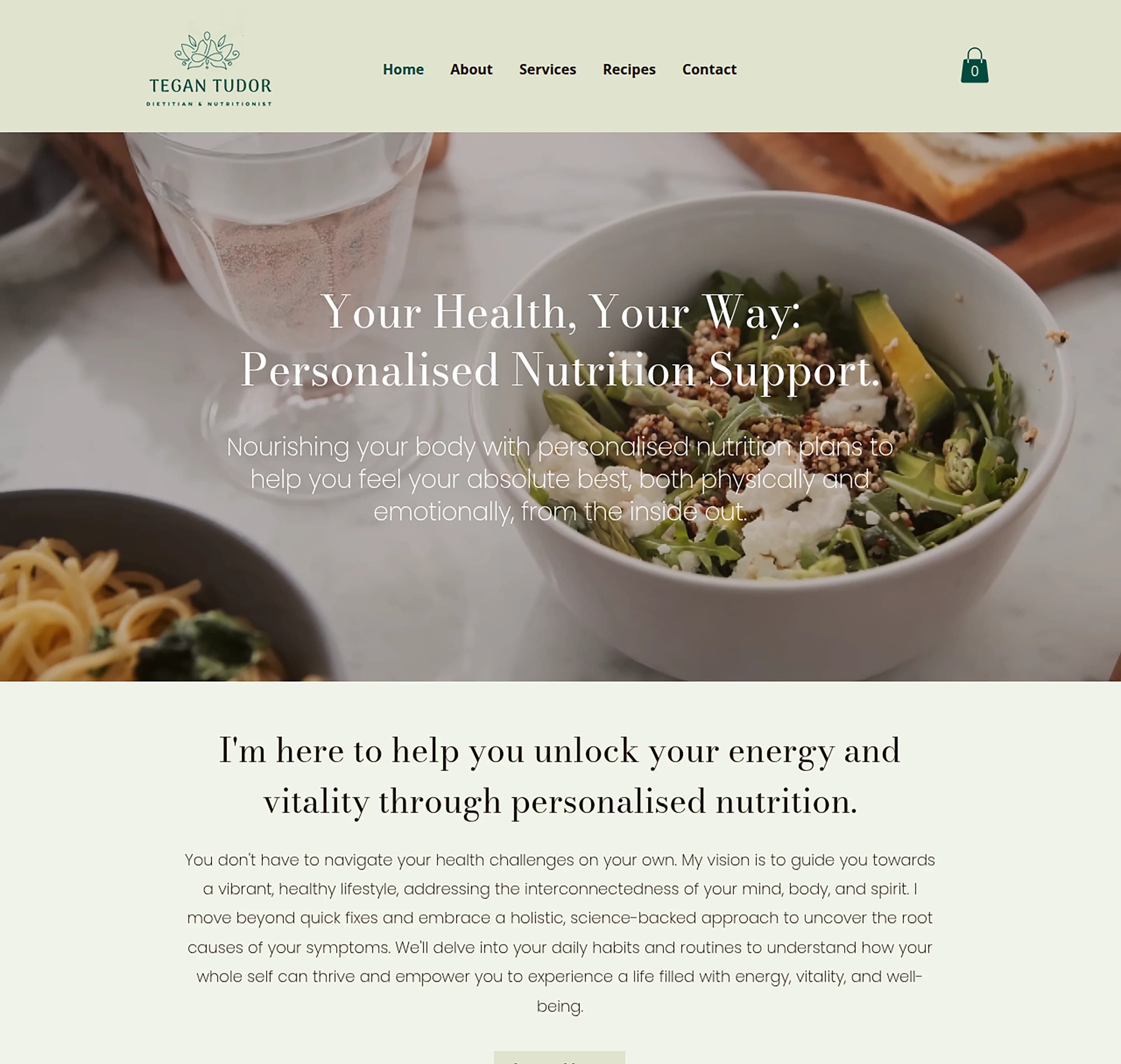 Dietitian website design for Tegan Dietetics