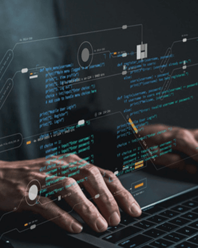 Developer writing code for an affordable custom website