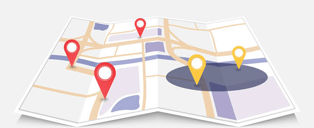 Folded map with location pins marking different suburbs across the Illawarra region