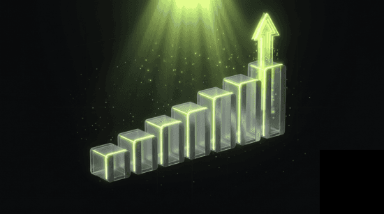 Glowing bar chart trending upward, representing Google Ads campaign growth
