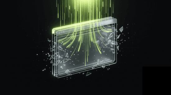 Glowing browser window graphic representing new website design and development