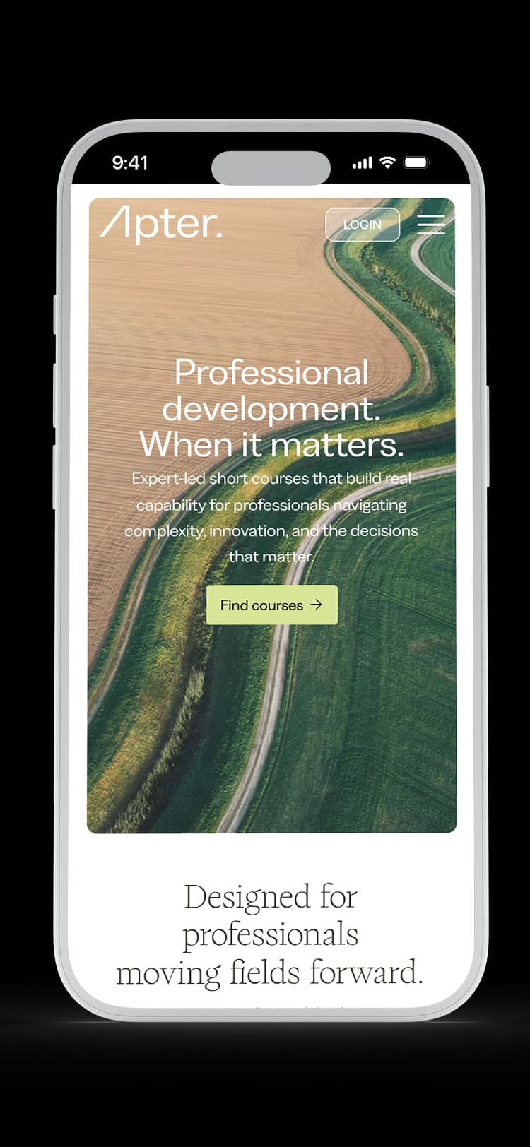 Professional Training website design for Apter — mobile mockup