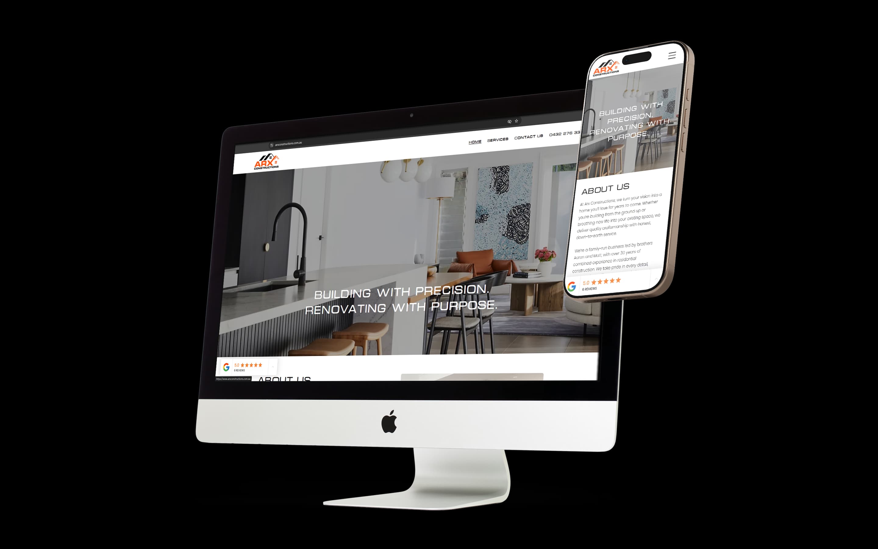 Builder website design for Arx Constructions