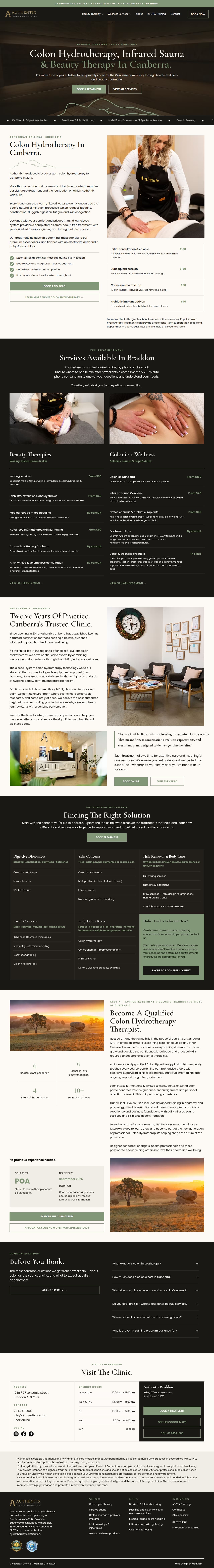 Wellness Clinic website design for Authentix — full homepage scroll-through