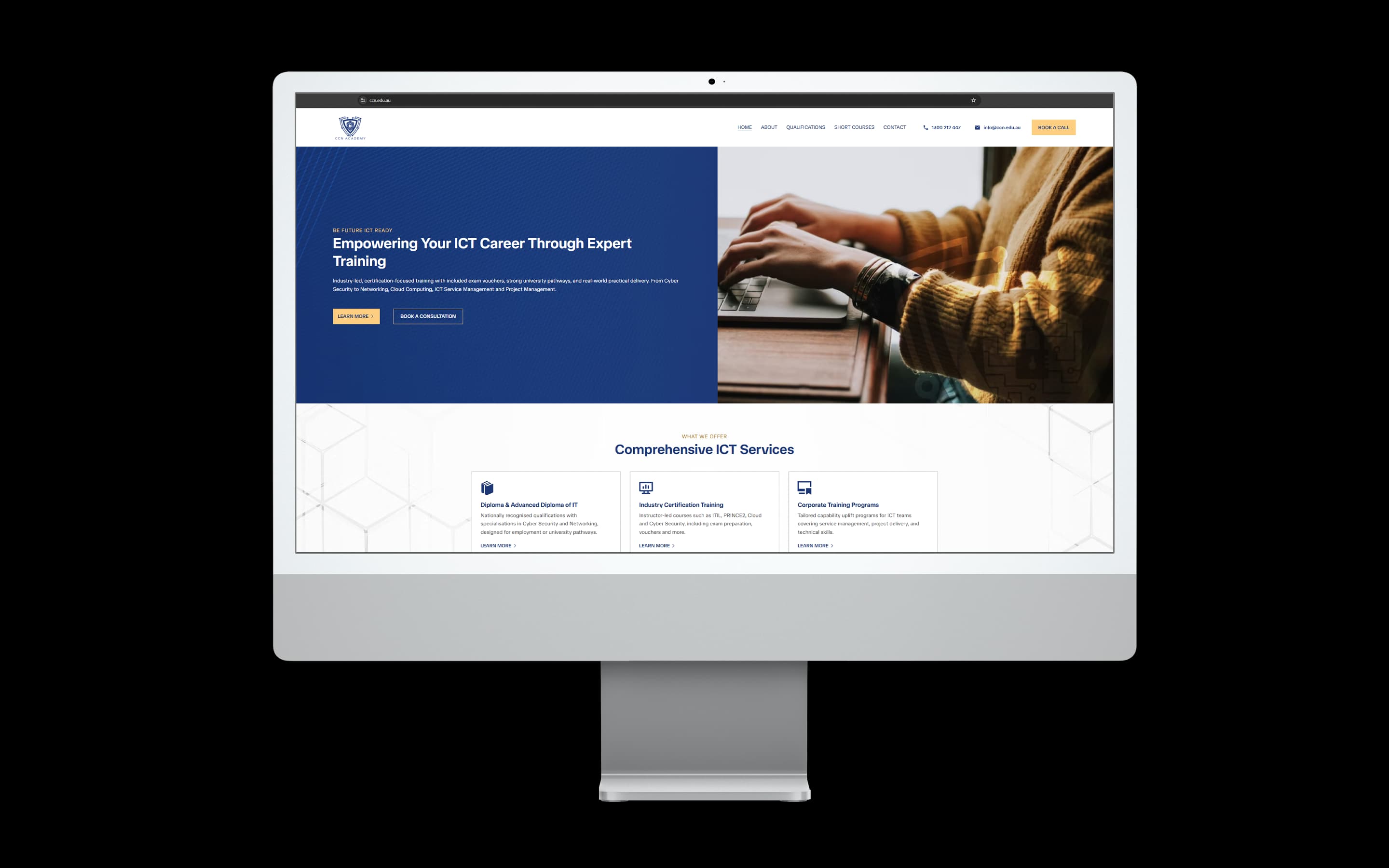 RTO website design for CCN Academy — desktop mockup