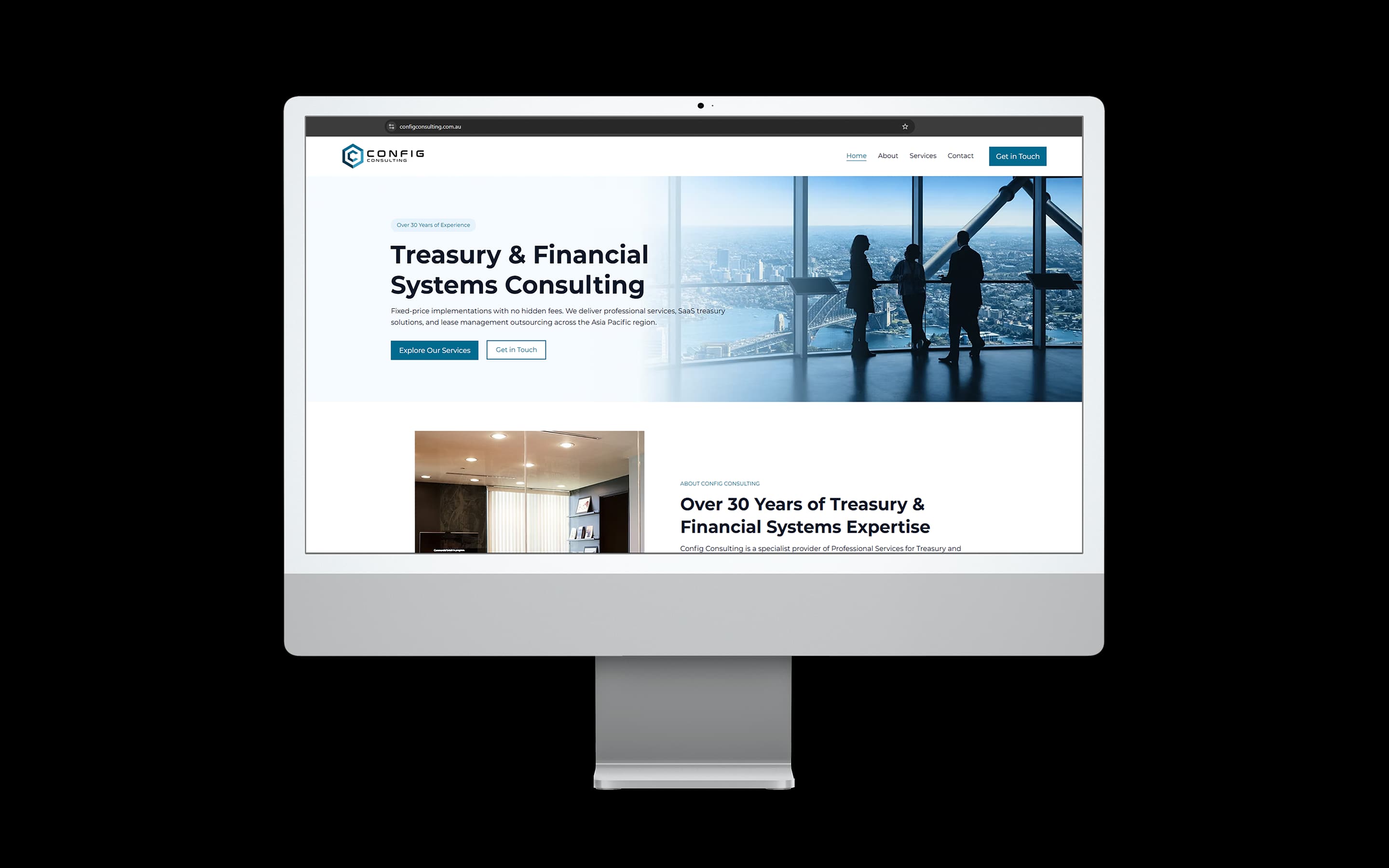 Financial Services website design for Config Consulting — desktop mockup