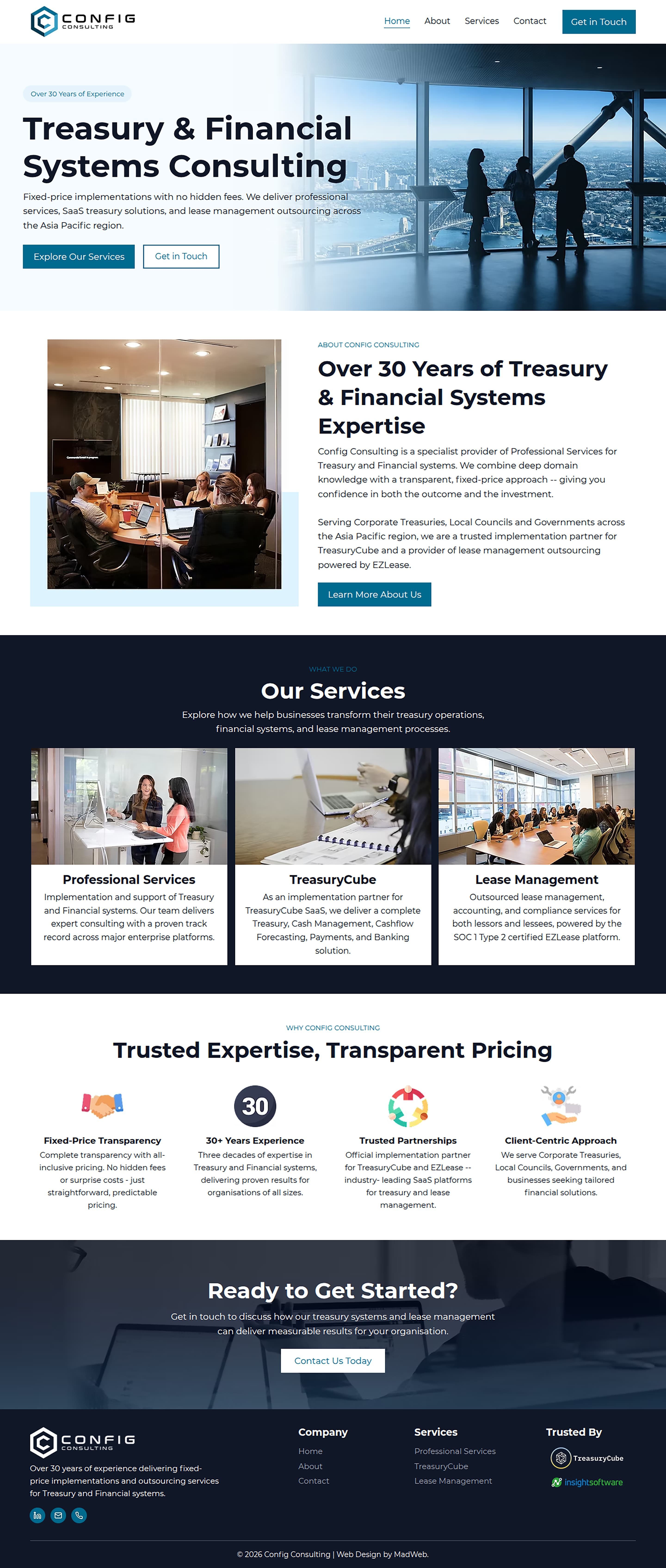 Financial Services website design for Config Consulting — full homepage scroll-through