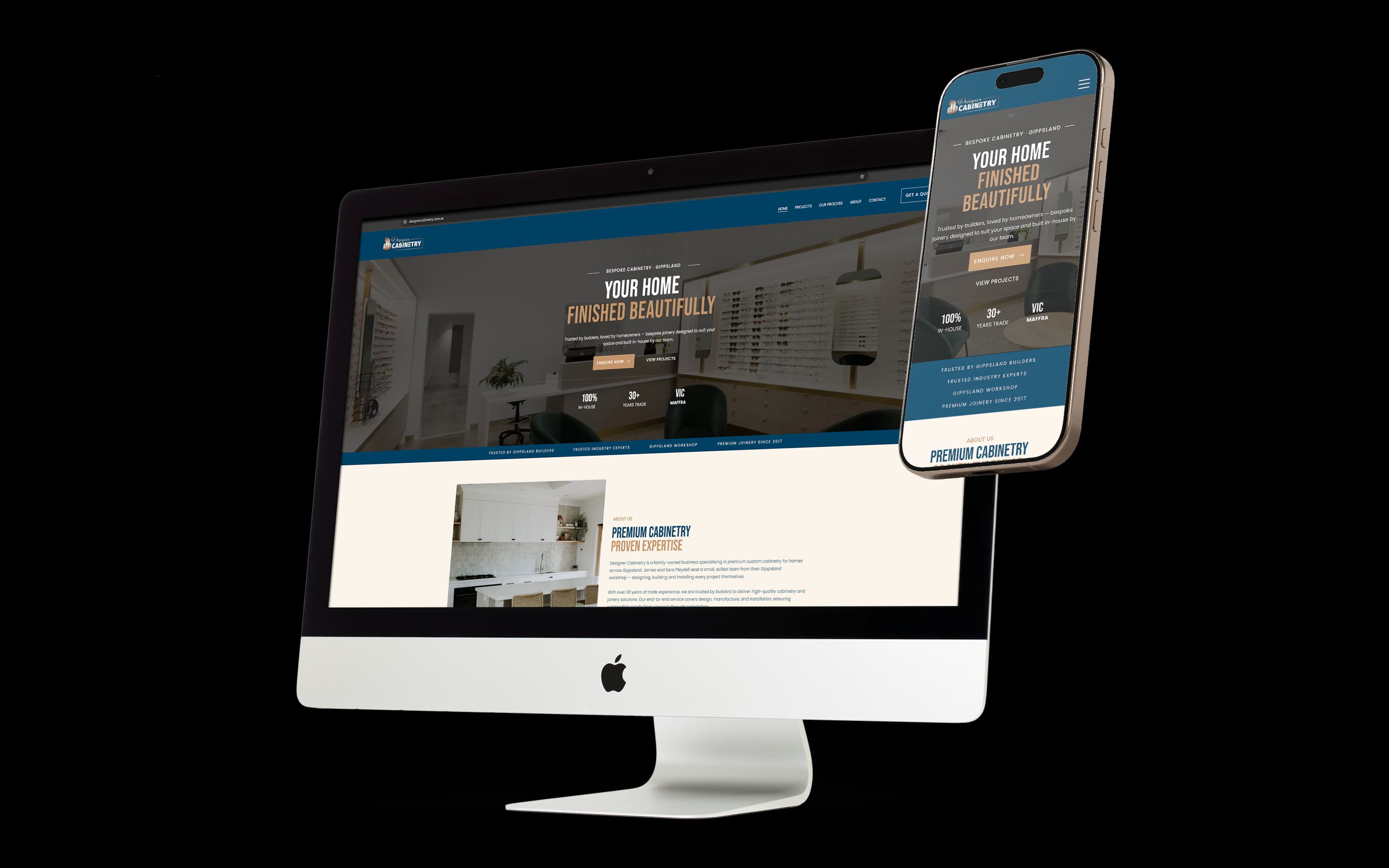 Cabinet Maker website design for Designer Cabinetry