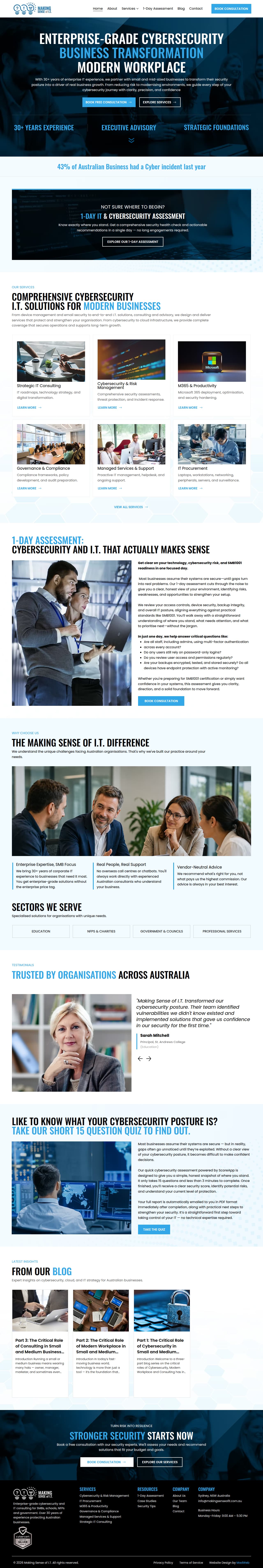 IT Company website design for Making Sense of I.T. — full homepage scroll-through