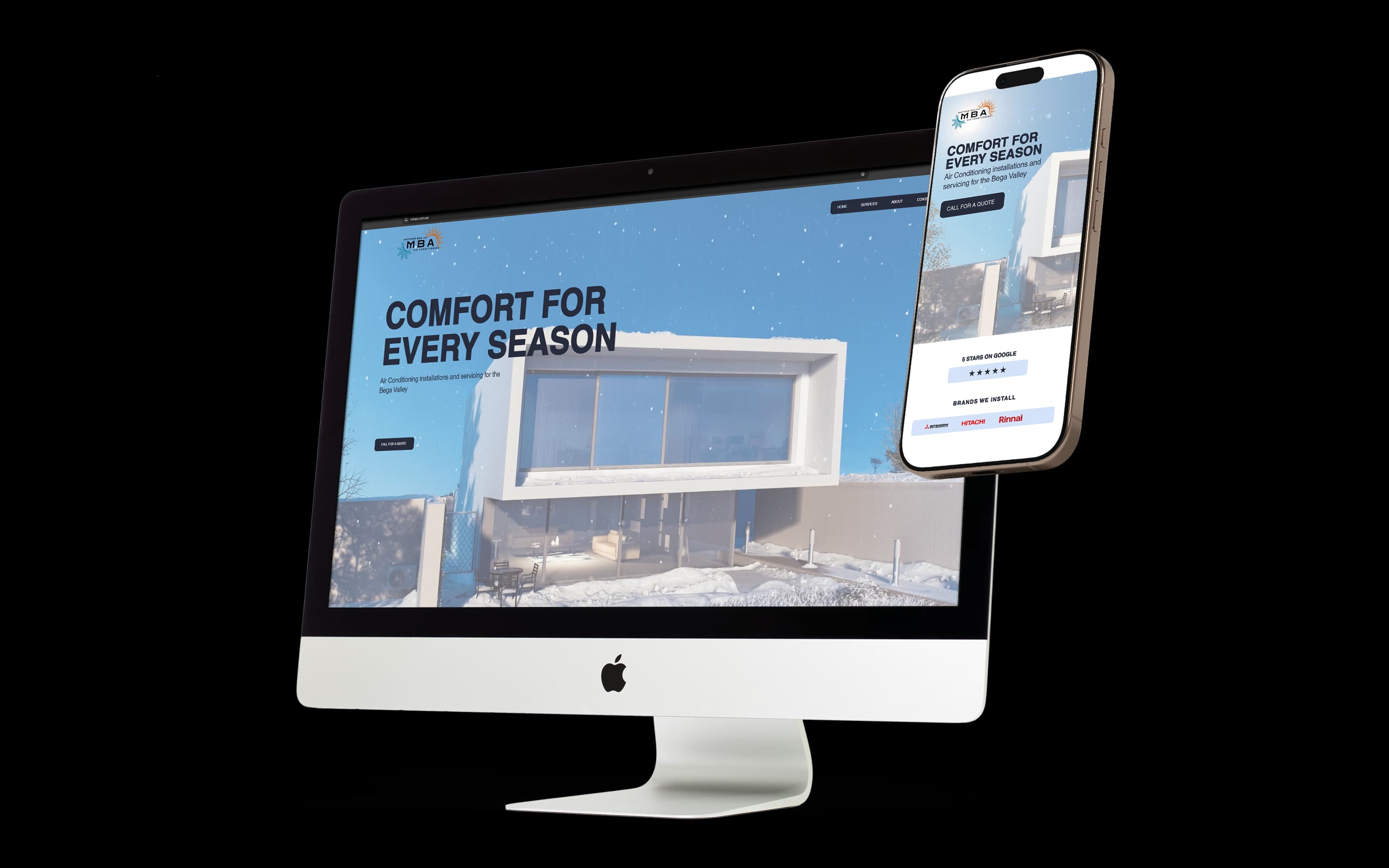 Air Conditioning website design for MB Air-Conditioning