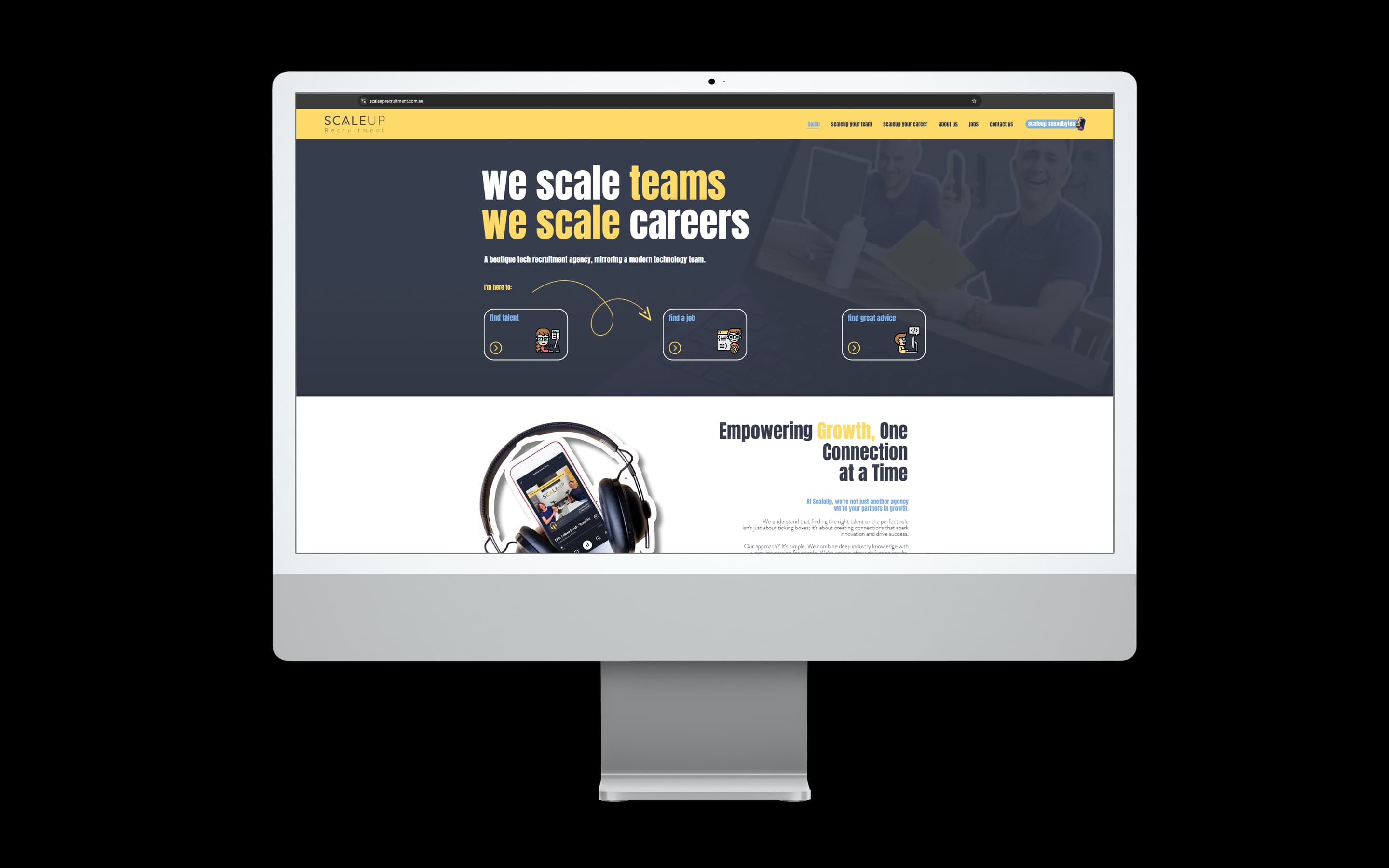 Recruitment Agency website design for ScaleUp Recruitment — desktop mockup