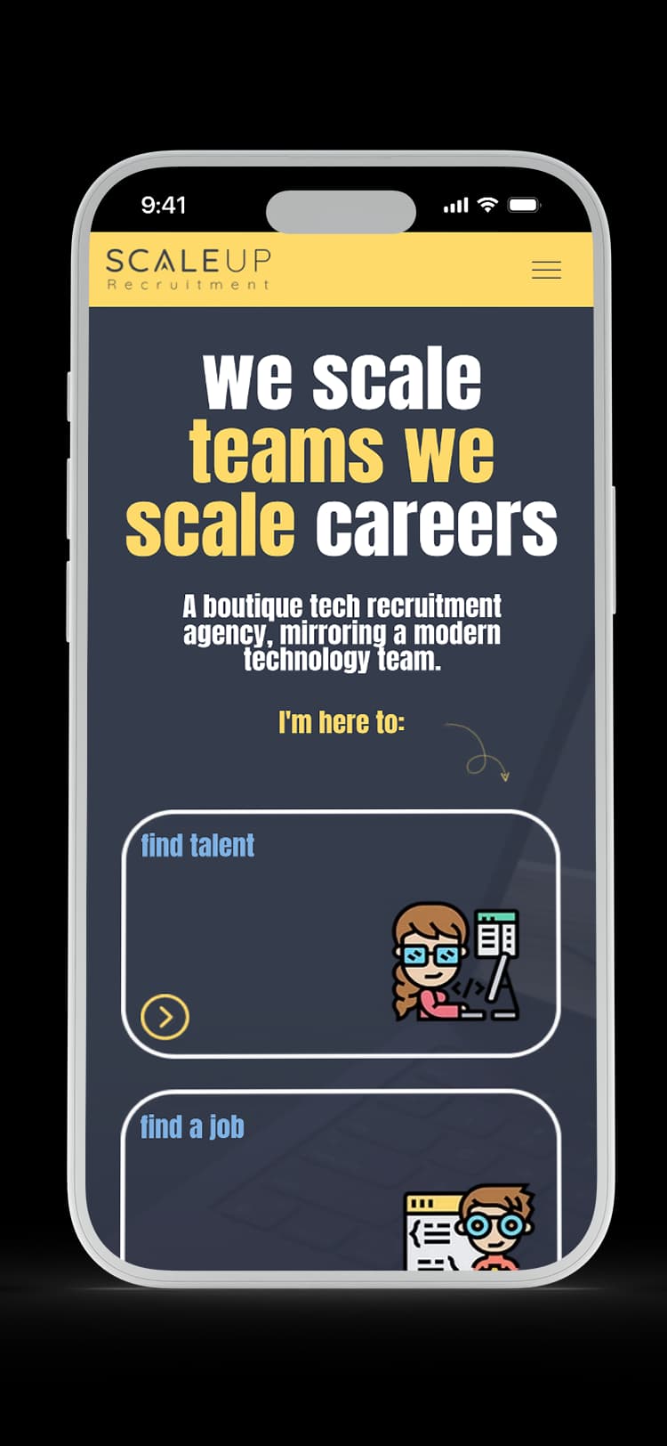 Recruitment Agency website design for ScaleUp Recruitment — mobile mockup