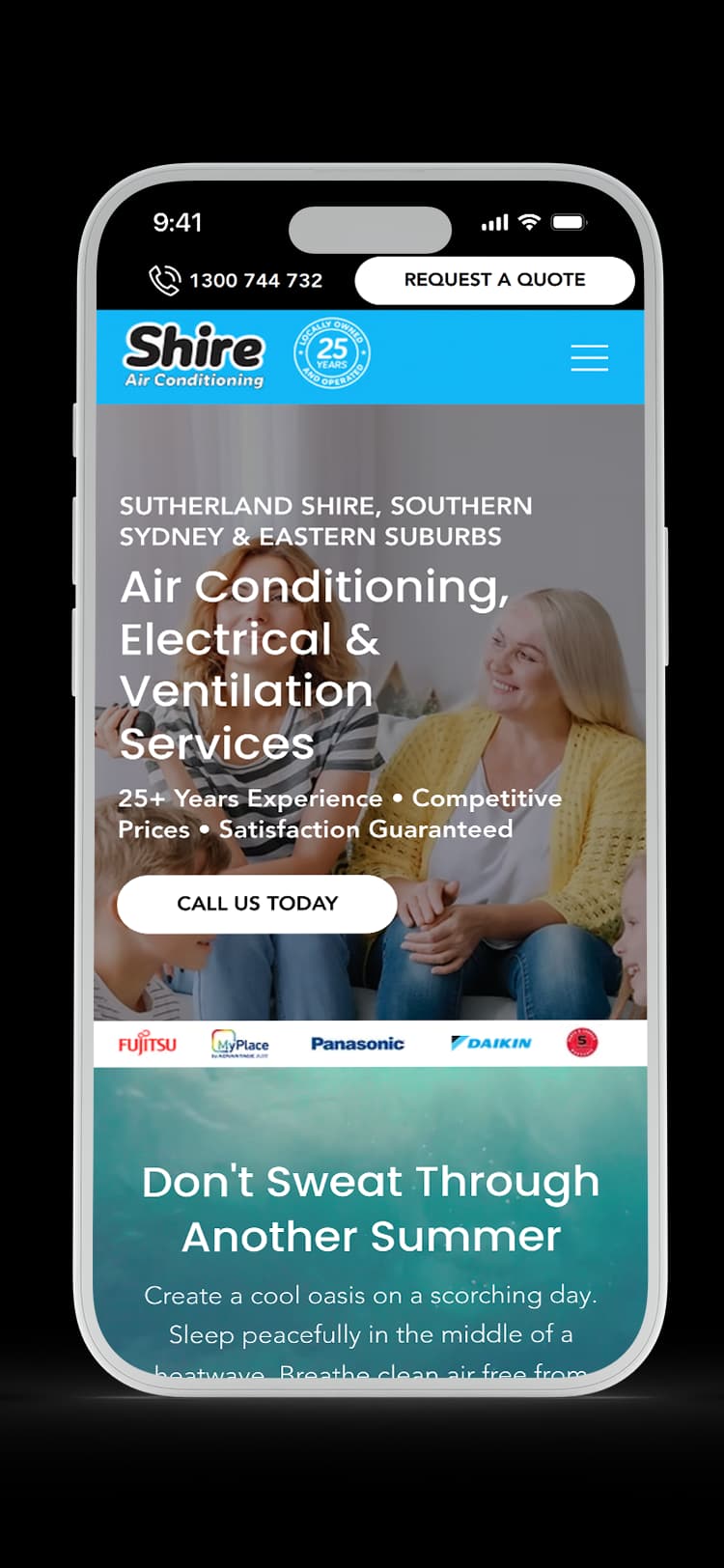 HVAC website design for Shire Air — mobile mockup