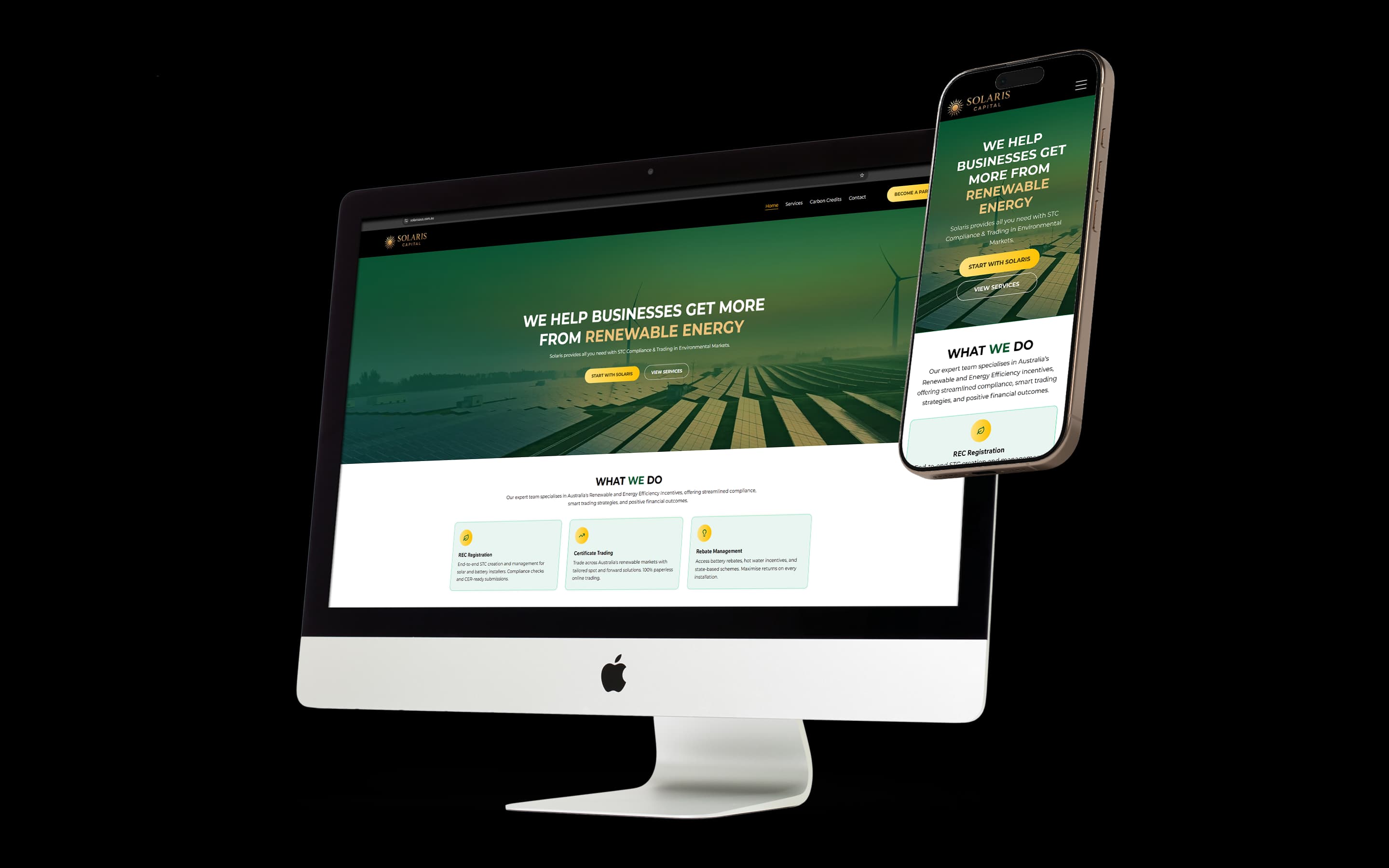 Renewable Energy website design for Solaris Australia