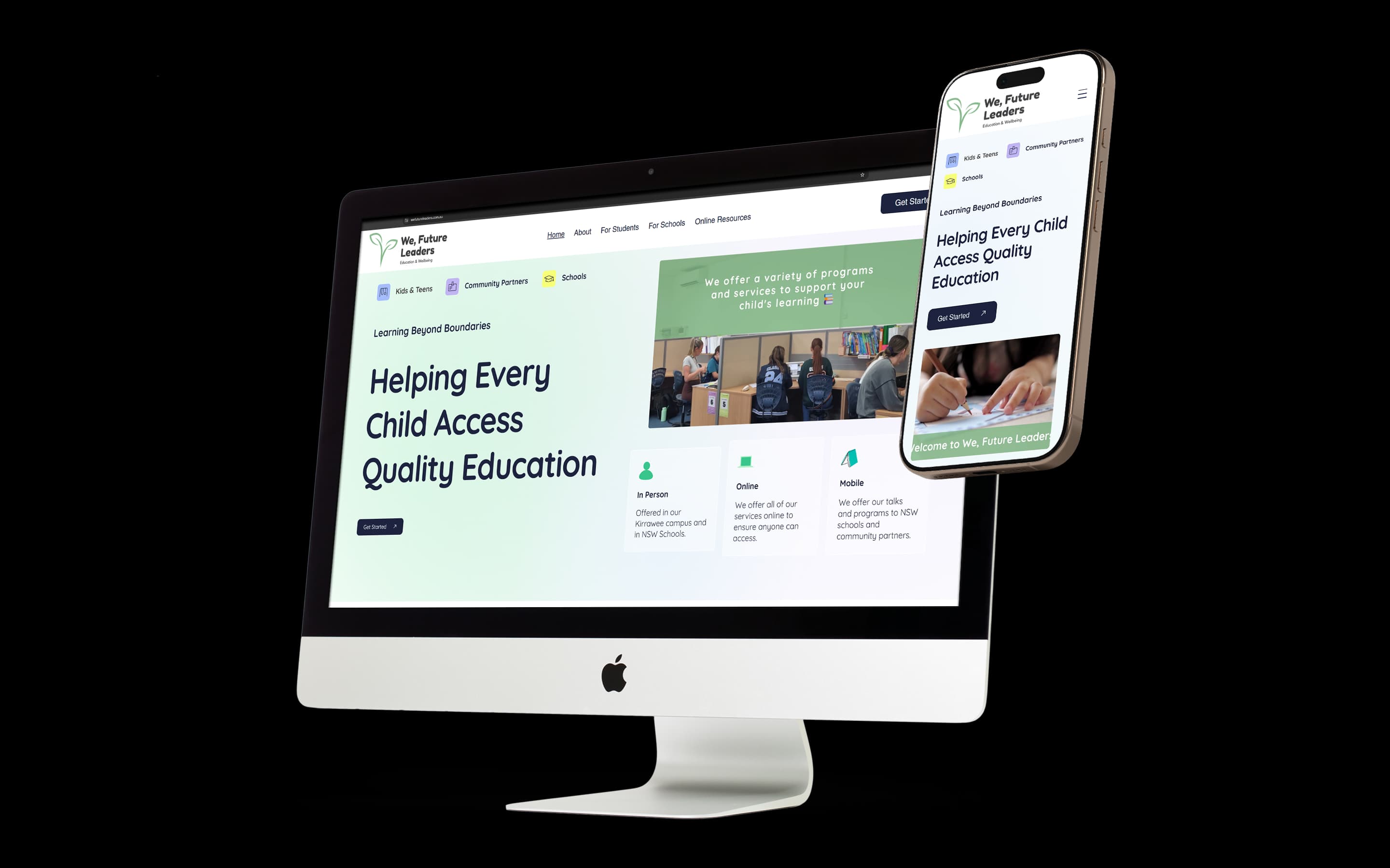 Tutoring website design for We, Future Leaders