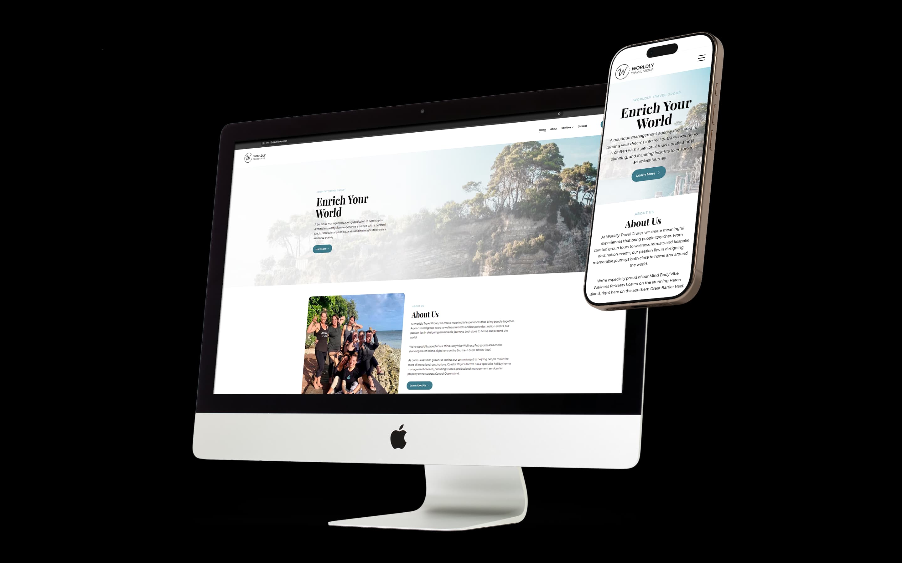 Travel Agency website design for Worldly Travel Group